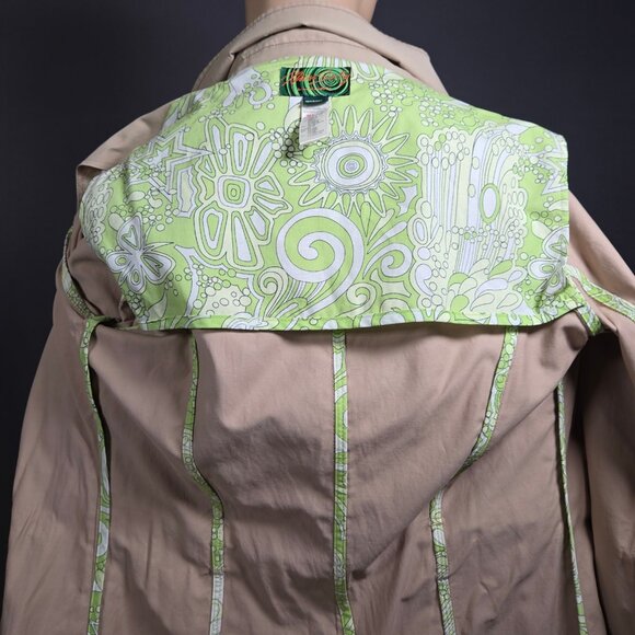 Y2K Miss Sixty Beige Trench Coat Size M Belted mid Length Jacket Double Breasted - Picture 10 of 12